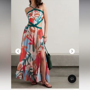 PATBO Rio cutout printed georgette and stretch-jersey maxi XS